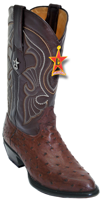 Los Altos Brown Genuine Ostrich Medium R-toe Cowboy Boots 600307